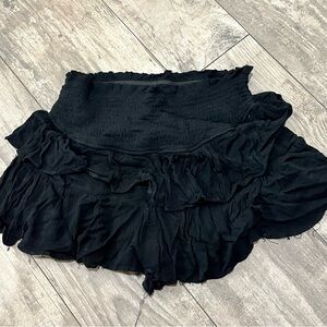 Black Ruffled Mini Skort